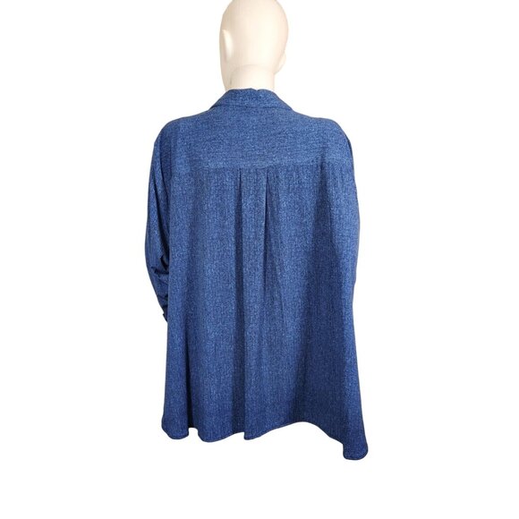 Slim Factor Womens Size 2 X Top Button Up Blouse Stretch,Roll Tab Plus Blue -23 - Picture 6 of 13